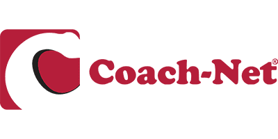 Logo of Coach-Net featuring a stylized letter 'C' and the brand name in red.